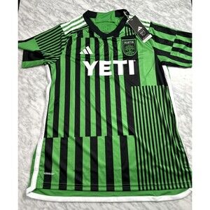 Adidas MLS Austin FC Home Jersey Las Voces Barcode Green Women Large HU1381 250